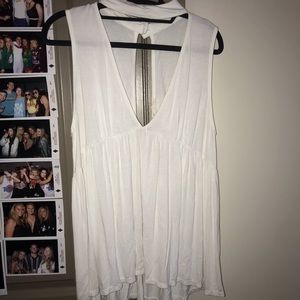 tobi white deep v tank top